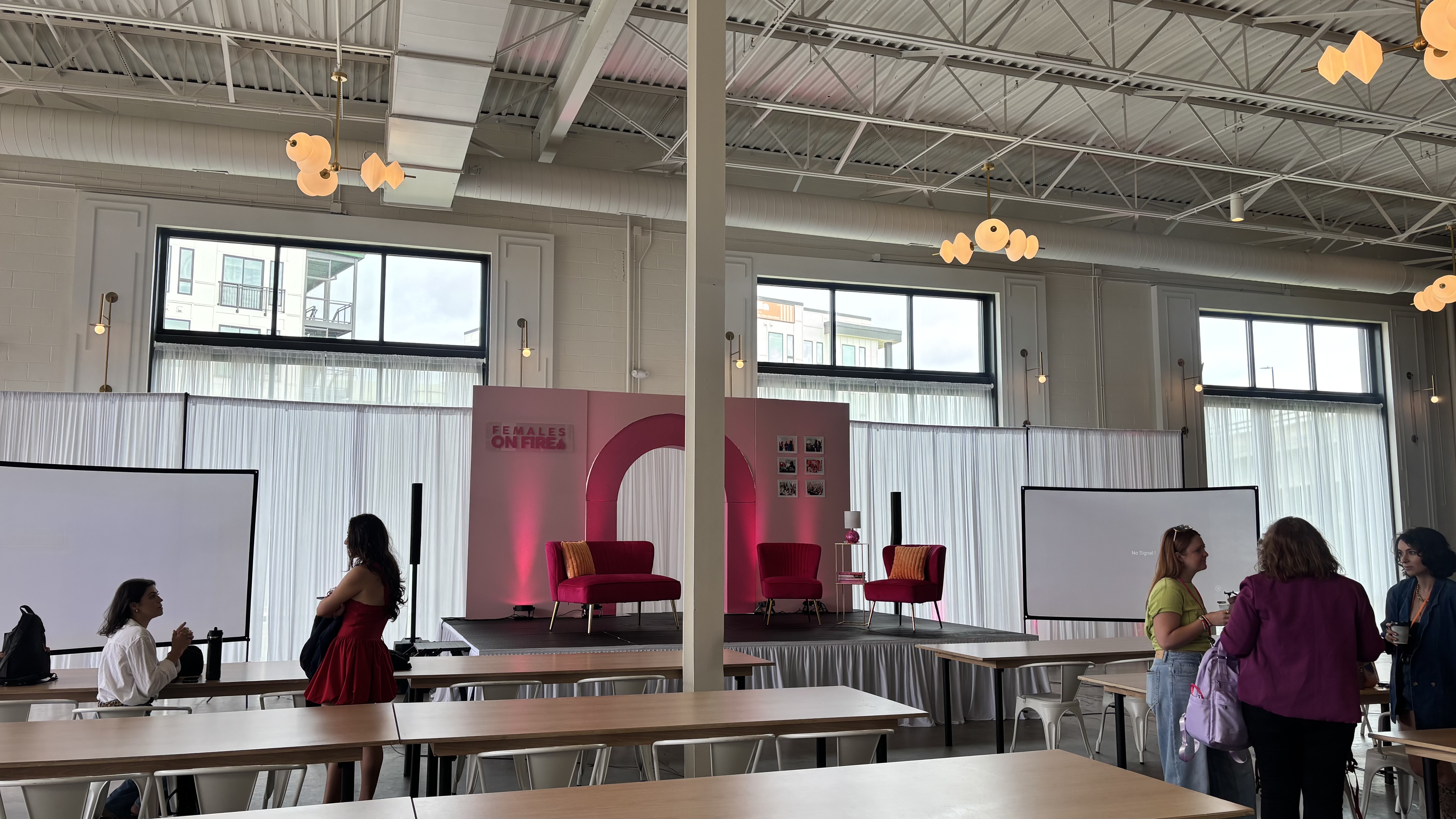 Stage backdrop rental for a women's conference Plaza Midwood Charlotte NC