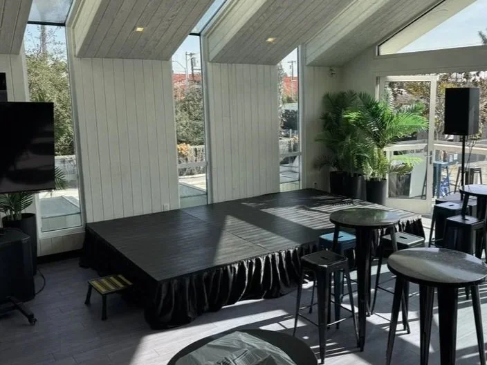 Indoor stage rental setup at a private party Charlotte NC