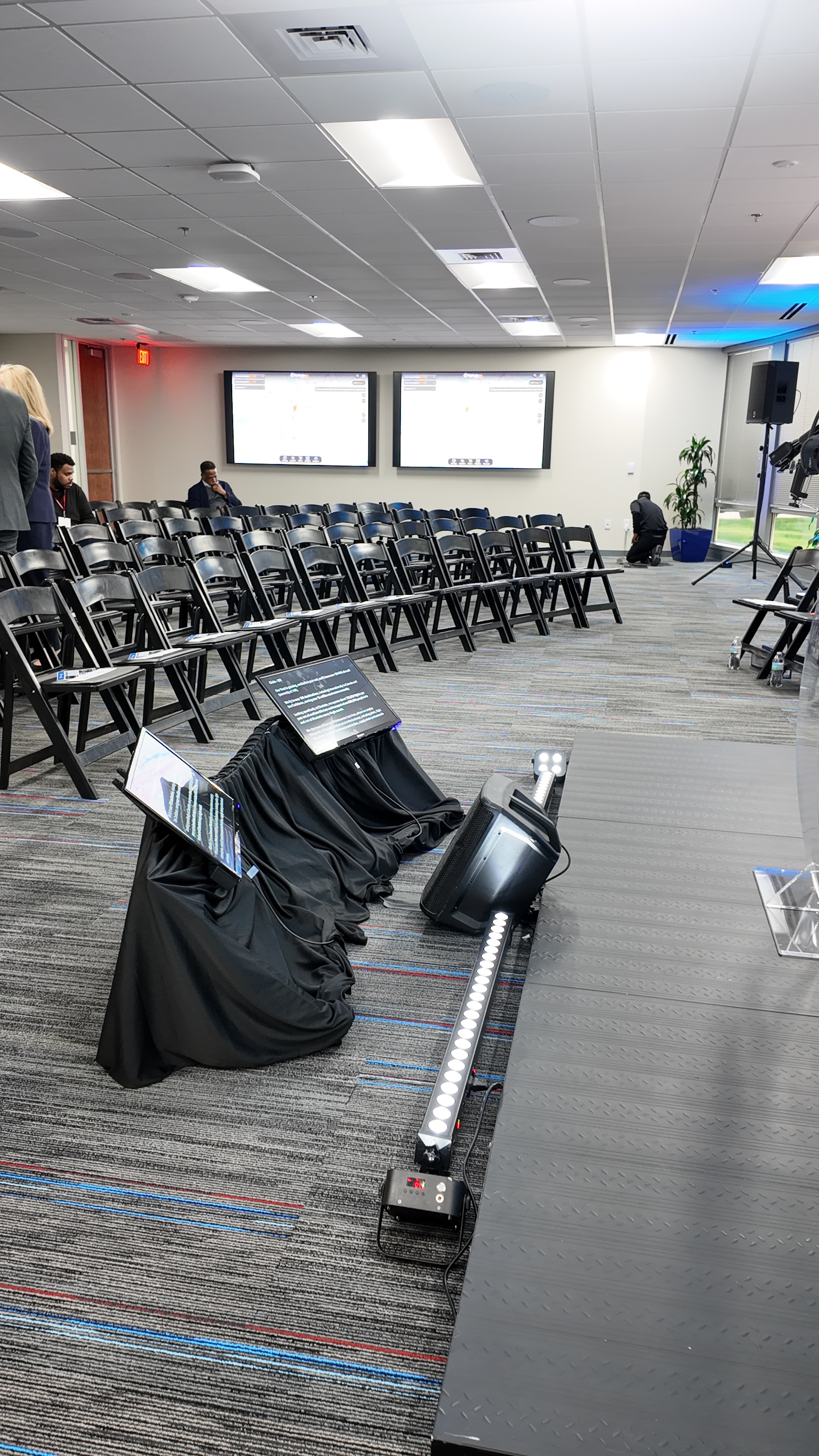 Stage monitor setup at corporate event Charlotte