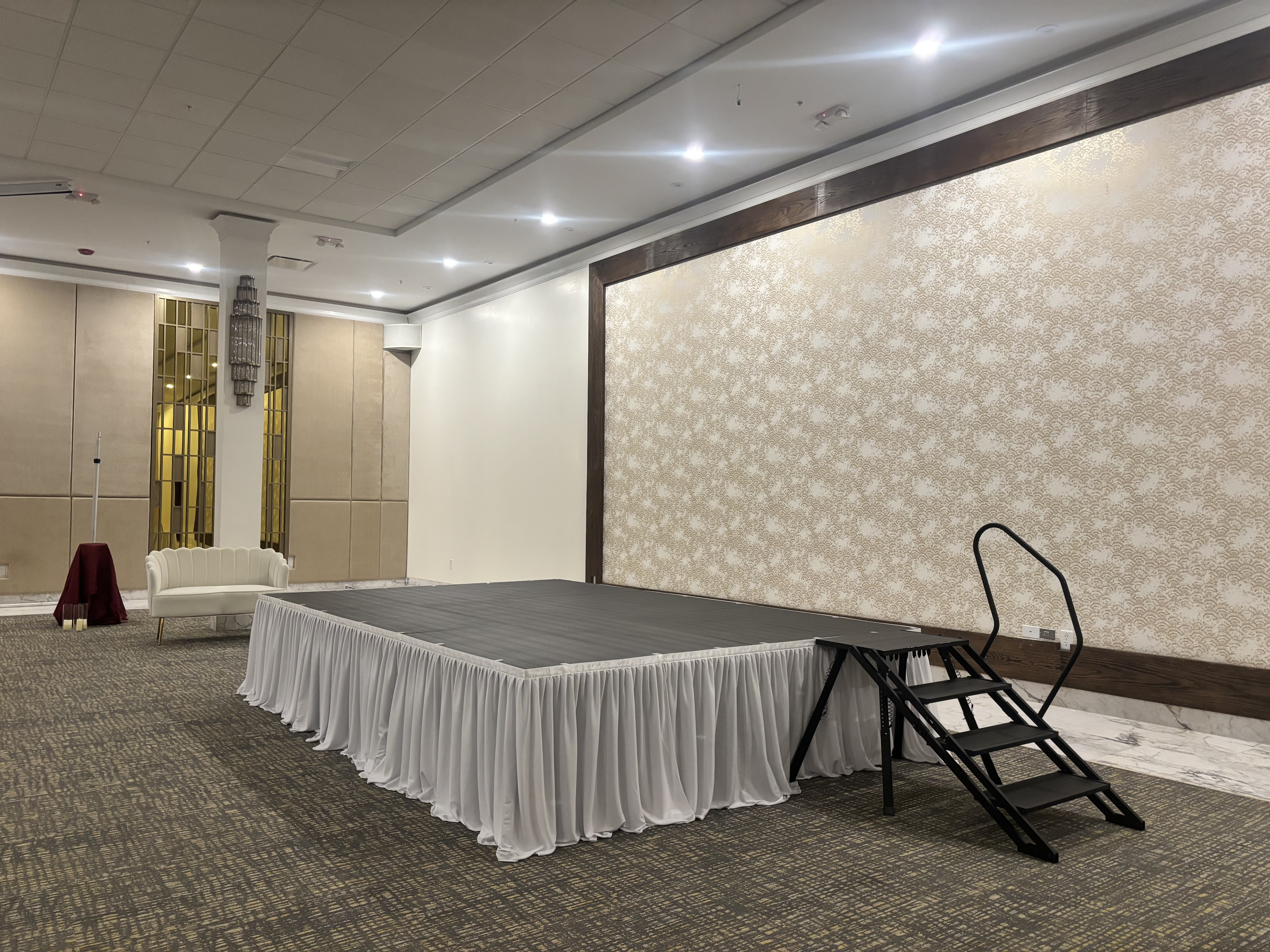 White wedding stage at venue Charlotte NC