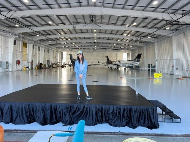 Portable stage rental at Charlotte Douglas Airport pop-up event